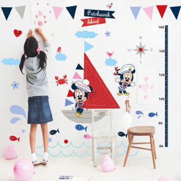 Disney Mickey Minnie Sailor Kids Growth Chart Wall Decal Sticker MM001