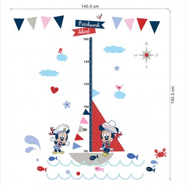 Disney Mickey Minnie Sailor Kids Growth Chart Wall Decal Sticker MM001