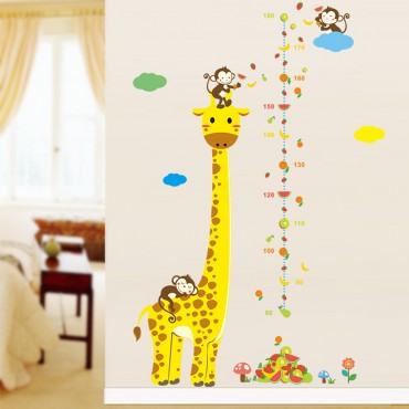 Monkey and Giraffe Kids Growth Chart Wall Decal Sticker