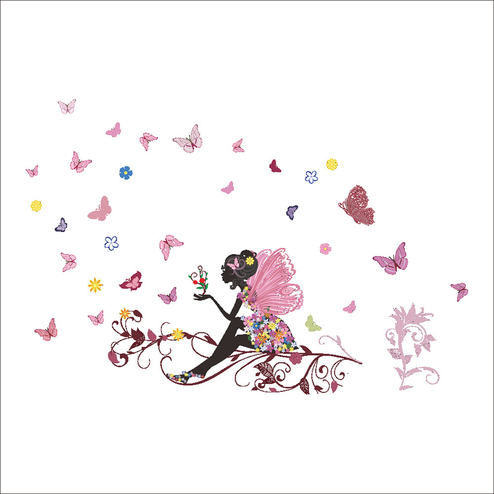 Fairy with Butterfly Wall Decal Sticker