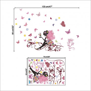 Fairy with Butterfly Wall Decal Sticker