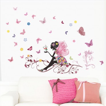 Fairy with Butterfly Wall Decal Sticker