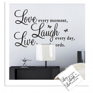 Love every moment Laugh every day Live Beyond Words Wall Decal Sticker ZY1002