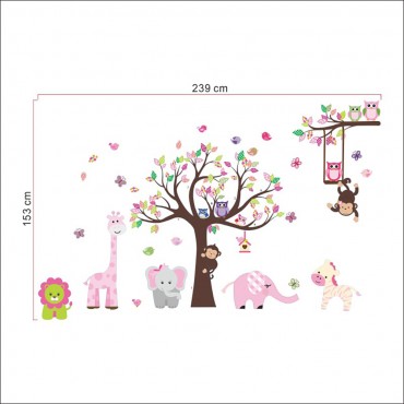 Jungle Zoo Animal Elephant Giraffe Lion Zebra Monkey Wall Decal Sticker ZY1216