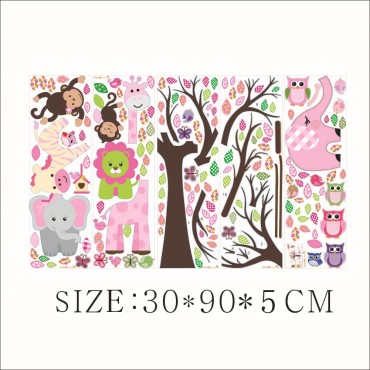 Jungle Zoo Animal Elephant Giraffe Lion Zebra Monkey Wall Decal Sticker ZY1216