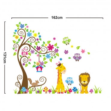 Jungle Zoo Animal Giraffe Lion Squirral Monkey Wall Decal Sticker ZY1218