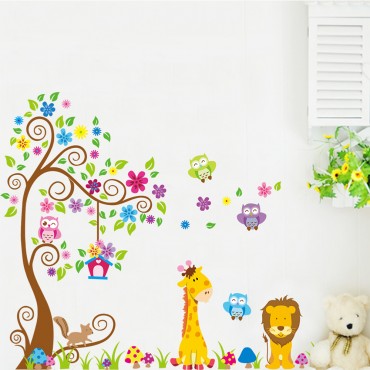 Jungle Zoo Animal Giraffe Lion Squirral Monkey Wall Decal Sticker ZY1218