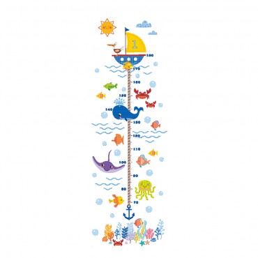 Sea Creature Sailors Kids Growth Chart Wall Decal Sticker