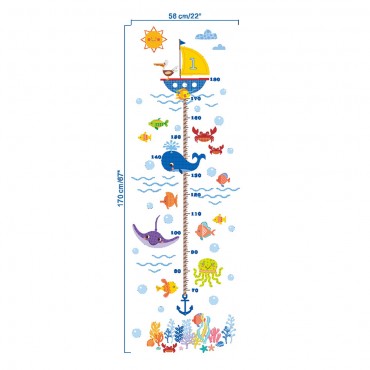 Sea Creature Sailors Kids Growth Chart Wall Decal Sticker