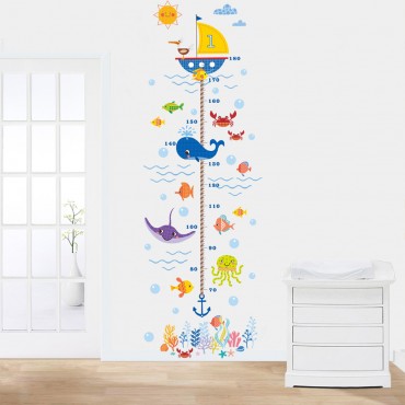 Sea Creature Sailors Kids Growth Chart Wall Decal Sticker