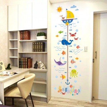 Sea Creature Sailors Kids Growth Chart Wall Decal Sticker