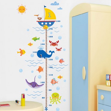 Sea Creature Sailors Kids Growth Chart Wall Decal Sticker