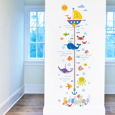 Sea Creature Sailors Kids Growth Chart Wall Decal Sticker