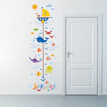 Sea Creature Sailors Kids Growth Chart Wall Decal Sticker