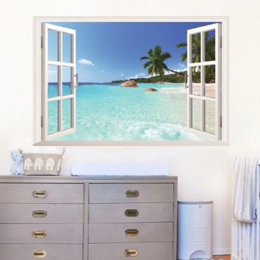 Sea View Fake Window Wall Decal Sticker ZY1430