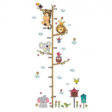 Jungle Zoo Animal Kids Growth Chart Wall Decal Sticker