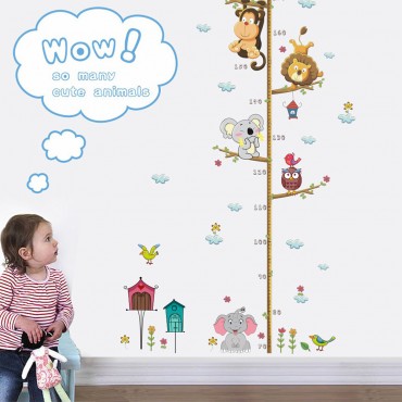 Jungle Zoo Animal Kids Growth Chart Wall Decal Sticker