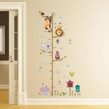 Jungle Zoo Animal Kids Growth Chart Wall Decal Sticker