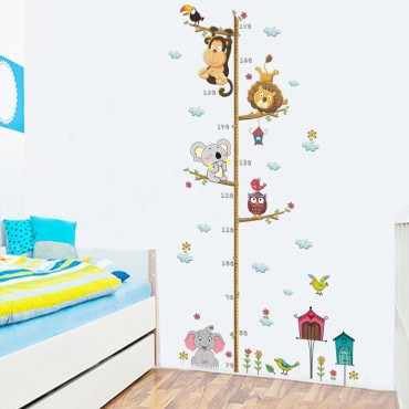 Jungle Zoo Animal Kids Growth Chart Wall Decal Sticker