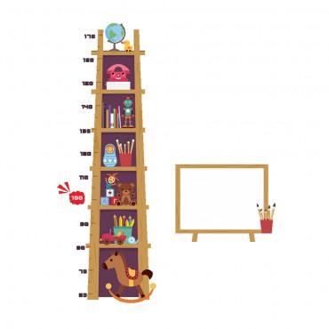 Book Shelves Kids Growth Chart Wall Decal Sticker