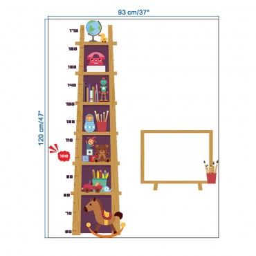 Book Shelves Kids Growth Chart Wall Decal Sticker