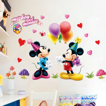 Disney Mickey and Minnie Have Fun with Ballons Wall Decal Sticker