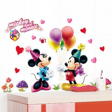 Disney Mickey and Minnie Have Fun with Ballons Wall Decal Sticker