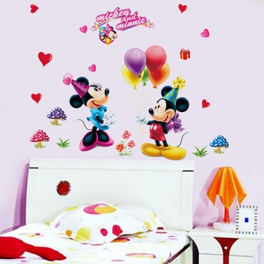 Disney Mickey and Minnie Have Fun with Ballons Wall Decal Sticker