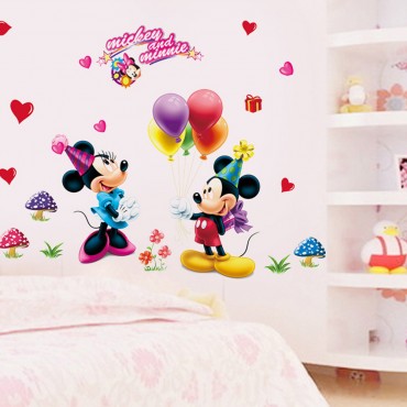 Disney Mickey and Minnie Have Fun with Ballons Wall Decal Sticker