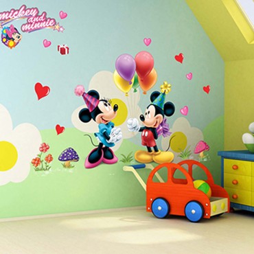 Disney Mickey and Minnie Have Fun with Ballons Wall Decal Sticker