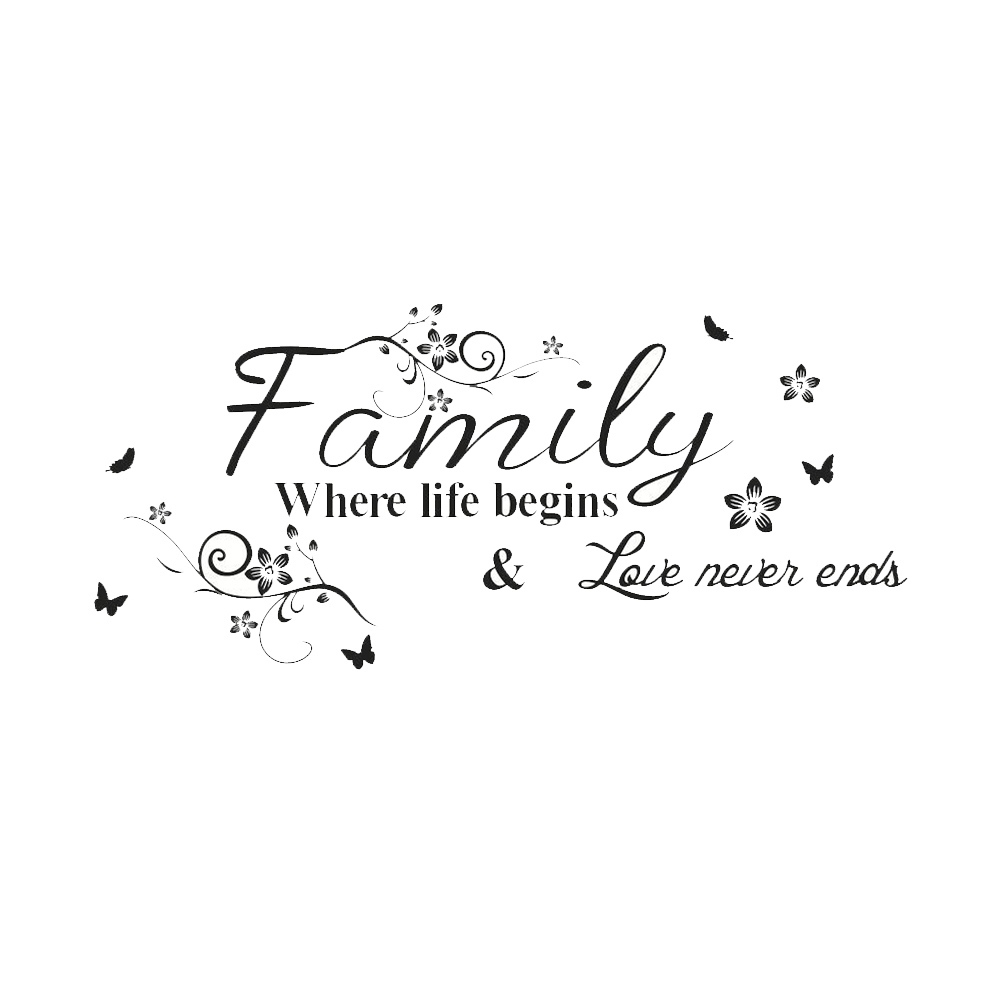 Family where life begins and love never ends Wall Decal Sticker