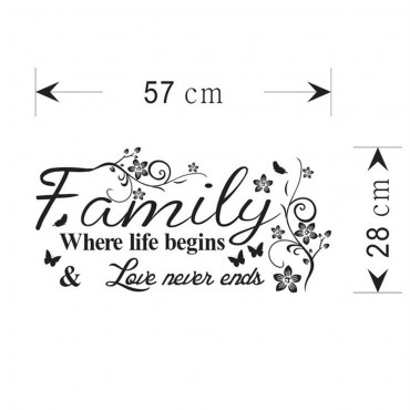 Family where life begins and love never ends Wall Decal Sticker