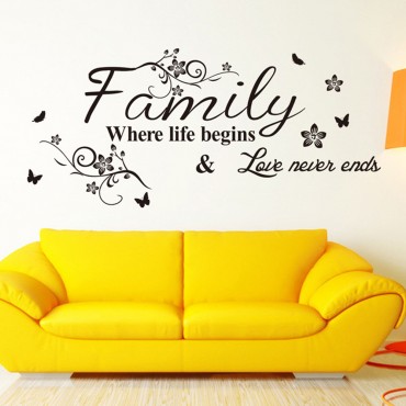 Family where life begins and love never ends Wall Decal Sticker