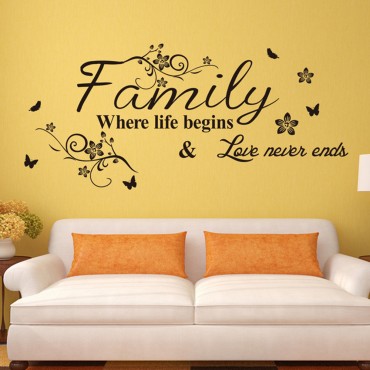 Family where life begins and love never ends Wall Decal Sticker