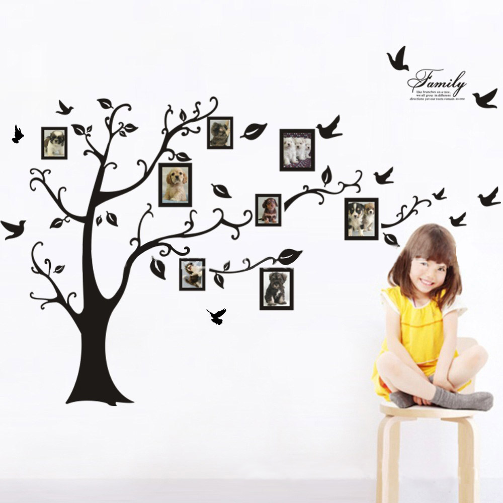 Huge Black Photo Frame Family Tree Wall Decal Sticker