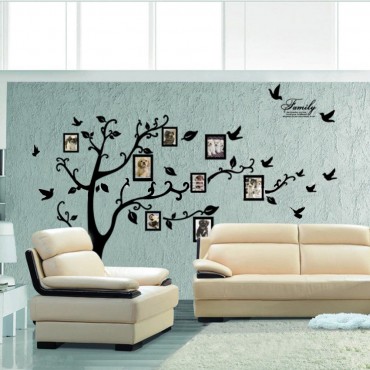 Huge Black Photo Frame Family Tree Wall Decal Sticker