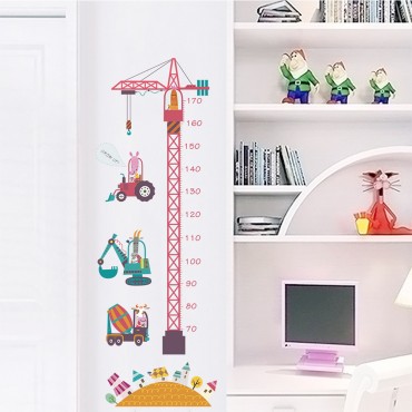 Animals Driving Toy Cars Kids Growth Chart Wall Decal Sticker