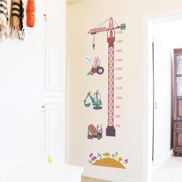 Animals Driving Toy Cars Kids Growth Chart Wall Decal Sticker