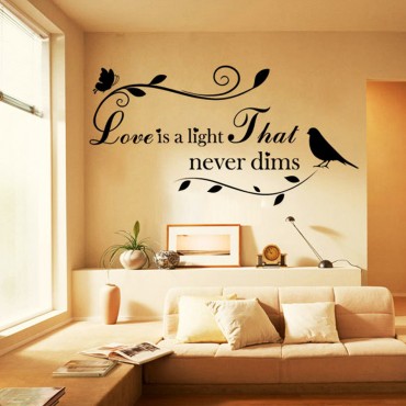 Love is a Light that never dims Saying Wall Decal Sticker