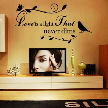 Love is a Light that never dims Saying Wall Decal Sticker