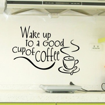 Wake up to a Good Cup of Coffee Wall Decal Sticker