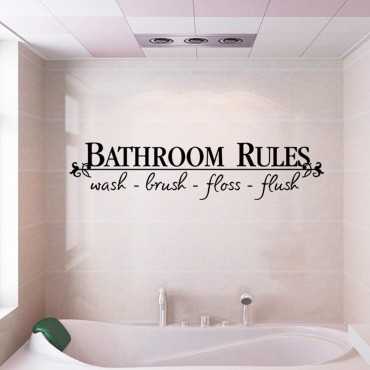 Bathroom Rules Wall Decal Sticker