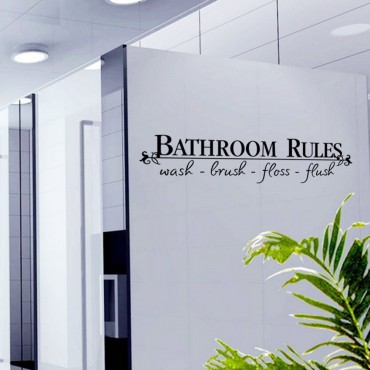 Bathroom Rules Wall Decal Sticker