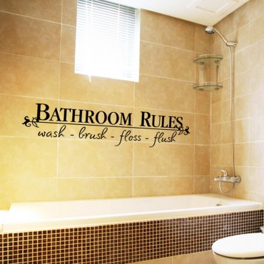 Bathroom Rules Wall Decal Sticker