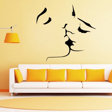 Young lovers kissing Wall Decal Stickers