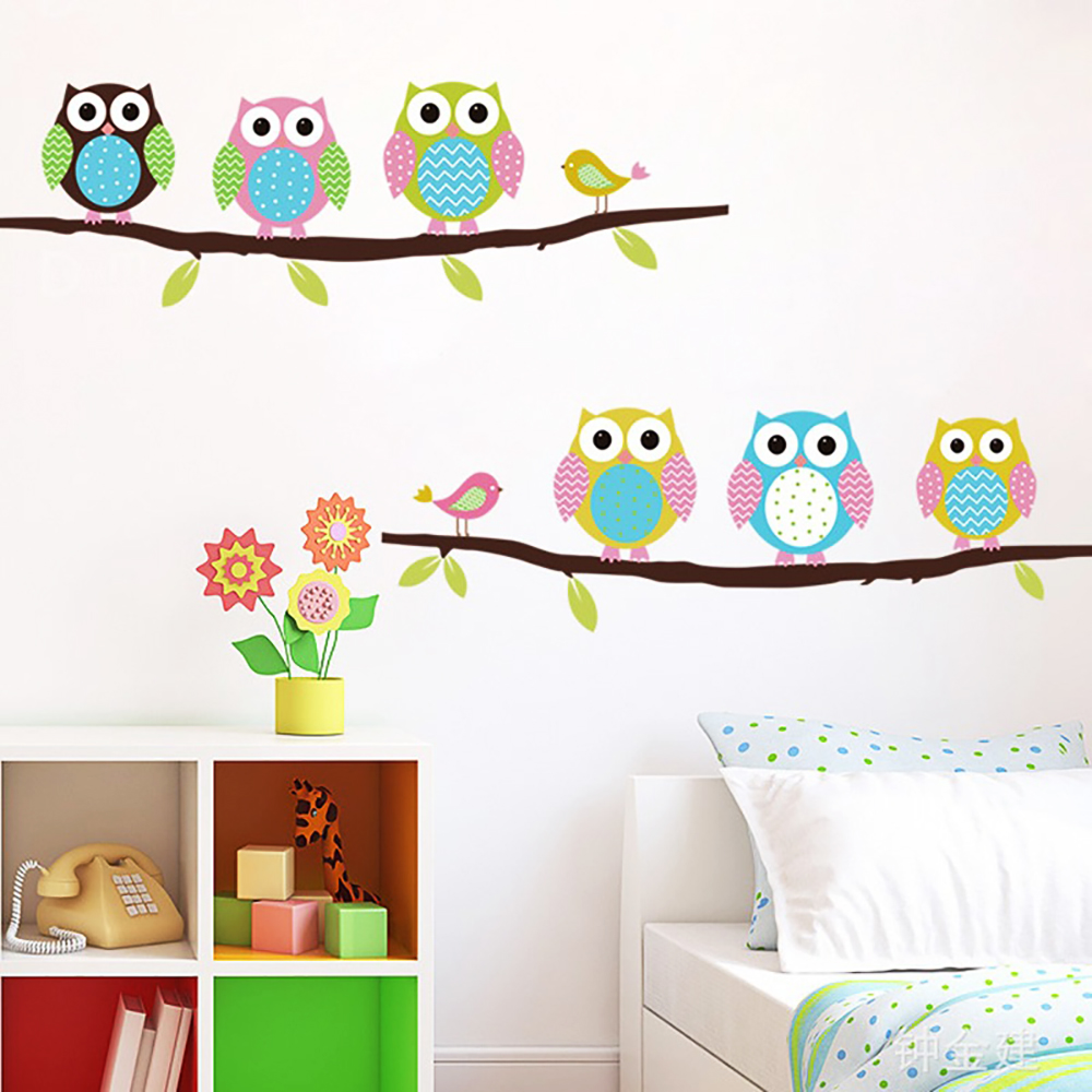 Owl Standing on Tree Wall Decal Sticker