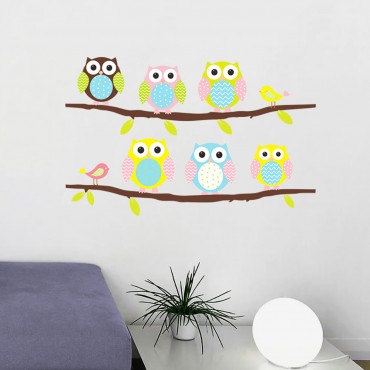 Owl Standing on Tree Wall Decal Sticker