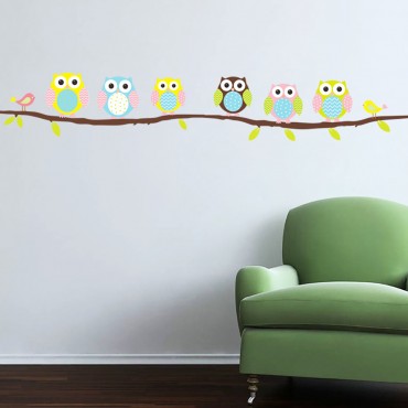 Owl Standing on Tree Wall Decal Sticker