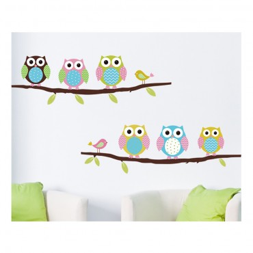 Owl Standing on Tree Wall Decal Sticker