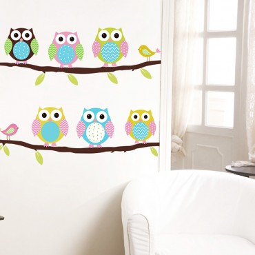 Owl Standing on Tree Wall Decal Sticker